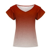 Bluze za ženske modne ugodne casual v-izrez kratkih rukava za print top bluza Osnovni tinejdžeri za žene, crvene, l