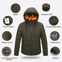 Sanviglor Muški duksevi kaputi zagrijani kaput električni jakna s kapuljačom muškarci USB odjeća Vodootporne termalne jakne sa banci zelene + napajanje XL