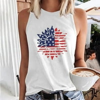 4. jula vrhovi tenka za žene Ljeto Američko zastava Grafički patriotski seksi usjev vrhovi kraljevske majice bez rukava