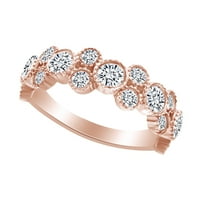 1. Okrugli oblik karata Bijeli prirodni dijamantski nosač za vjenčani prsten u 14K ružin zlatne prstene