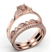 Zasljepljujući minimalistički 2. karatni ručni rez, pristupačni morgatitni i dijamantski moissitni zaručnički prsten, vjenčani prsten, dva podudarna traka u 18K ružin pozlaćujući poklon za nju, obećavaju prsten