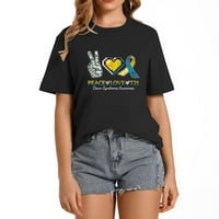 Ljubav, T Down Syndromska svijest Moda grafička majica kratka rukava kratka rukava, udoban i trendi vrh s jedinstvenim otiskom, ljetni tee za žene