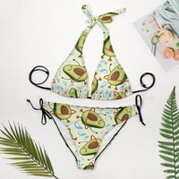 Funny avokado ženski bikini kupaći kostimi postavili su modnu dva halter podstavljenu kostim