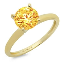 3CT okrugli rez žuti prirodni citrinski 14K žuti zlatni graviranje izjava bridalna godišnjica Angažman vjenčanja za prstena veličine 5,25