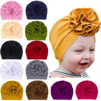 Baby Hat pulover za glavu cvijeća za glavu na toddler novorođene šešire čiste boje toplo dječje hačke