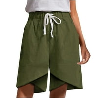 Voncos dame ljetne hlače - pamučne kratke hlače od pune udobne noge za noge casual hlače zelene m