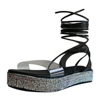 Mishuowoti sandale za žene Ženska modna prozirna remena Rhinestone Cross Strap Sandale