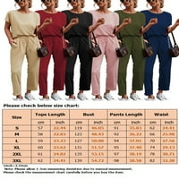 Prednjeg swalk-a Solic Loungewear Set Tunic + Throuser pidžama Postavite noćne odjeće s kratkim rukavima S-3xl