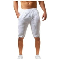 Bijeli kratkiši muškarci Modni ležerne ljetne kratke hlače Pamučne muške čvrste i posteljine i muške