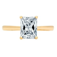 CT Sjajni smaragdni rez Clear Simulirani dijamant 18k žuti zlatni pasijans prsten sz 7.25