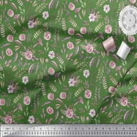Soimoi Zelena pamučna pamučna patch tkanina od lišće i ruža cvjetna tiskana tkanina od dvorišta široka