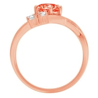 0. CT sjajan okrugli rez simulirani crveni dijamant 14k Rose Gold Tro-kameni prsten SZ 9.25