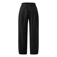 Airpow Clearence High Strovene hlače Žene Ležerne prilike labave boje džepova Elastične struke Udobne hlače za gležnjače Crna L