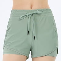 Ženske plus veličine Ljetne kratke hlače Lažne dvije sportske fitness trčanje labavi prozračivo brzo sušene joge kratke hlače zelena 10