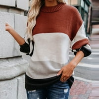 Homodles Ženski džemper s dugim rukavima - Ležerne prilike okrugle vrat Jedina boja smeđa veličina XXL