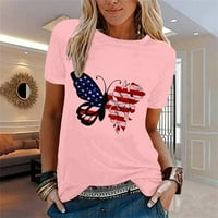 Akiihool T majice za žene Trendy Plus veličine za žene Tuničke cvjetne casual kratkih rukava T Flowy Bluzes