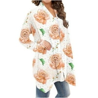 Ženska cvjetna štamparija Cardigan trendi meka modne prekrivače za damu lagana tanka kafe casual dugih