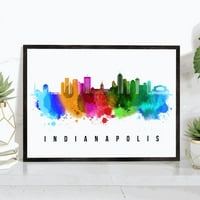 Pera Print Indianapolis Skyline Indiana Poster, Indianapolis Cityscape Painting Unfamed Poster, Indianapolis Indiana Poster, Indiana Home Uredski dekor
