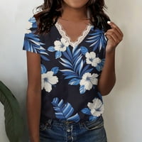 Ženska ljetna majica kratkih rukava od tiskane V rect majica casual vrhovi