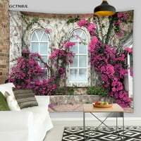 Retro ciglani zidovi Vine cvijeće TAPESTRY Proljeće Cvjetni biljke Europski stil Zidni viseći vrtni