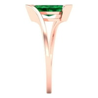 2. CT Sjajni markizni rez simulirani smaragd 14k Rose Gold Solitaire prsten SZ 4.5