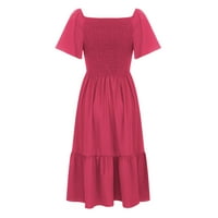 Homchy Womens haljine od punog labavog haljina V izrez Pink L