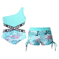 Djevojke kupaće kostimi za jednokratnu ramenu za plivanje bodići s kratkim kratkim hlačama Ljetna plaža habanje kupaćih odijela list 10