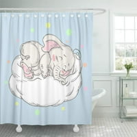 Ilustracija Slatki slon koji spava na oblaku može tuširati zavjesu