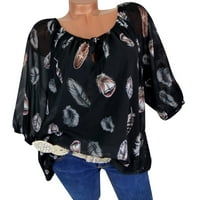 Cuoff bluze za žene Flowy Modni casual v vrat tiskani košulje od pola rukava Pulover majica Ženske vrhove