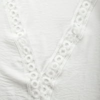 Čipka Crochet V izrez zvoni za žene za žene Casual Loose Fit Tunic T majice Bluze Fall Teen Girls Pulover