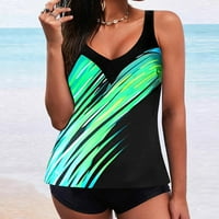 Bikini Top, ženska dva seta Strupe Stripe Stripe Print napunjena kupaćim kostima za plažu crna m