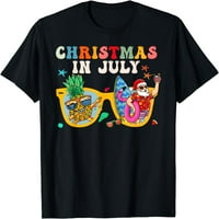 Božić u srpnju Retro smiješna Santa ljetna plaža majica za odmor crna 4x-velika