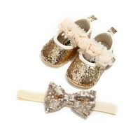 Nokiwiqis Beby Sequin Toddler Cipele Pure Color Bowknot Oprema za kosu Sandale