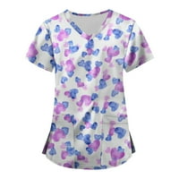 Ženski vrhovi bluza Grafički otisci kratkih rukava Radna odjeća dame moda V-izrez ljetno svjetlo purple 5xl