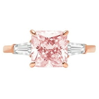 3.5ct Asscher rez ružičasti simulirani dijamant 18k 18K Gold Gold Gold Angažovanje kamena prstena veličine