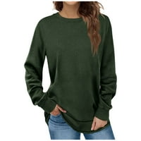 Bazyrey ženske dugih rukava plus veličina jedna ležerna majica, pulover zeleni, xxl