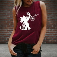 Ženski ljetni tenkovi O-izrez bluza Slatka životinja i maslačak Print Tops Trendy Comfy Camisole Majice