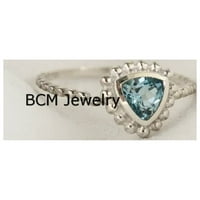 Sterling srebrni prsten za žene i djevojke, originalni plavi topaz prsten dragulja jedinstvenog ručno