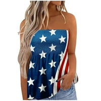 Scyoekwg tenkovi za žene bez rukava ljetni kauzal labavi fit camisole američka zastava zvijezde prugasti
