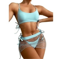 Žene kupaćih kostima Žene Plavo prozirna push-up podstavljena bikini set kupaći kostimi kupaći kostim