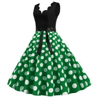 Ženske haljine Ljeto bez rukava Vintage Dot Print večernji party maturalni haljina zelena XL