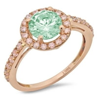 1.86ct okrugli rez zeleni simulirani dijamant 14k ružičasti ružičasti zlatni gravirajući izjavu bridalne godišnjice Angažman vjenčanje halo zvona veličine 6