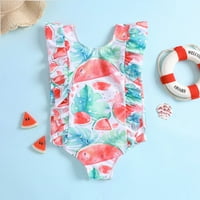B91XZ Baby kupaći kostim djevojke Ljetne male djevojke Ruffles Watermelon printova kupaći kostim plaža