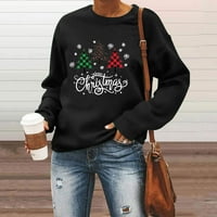 Sretan božićni duks za žene božićne stablo grafički pulover dukserica slatka posada božićne majice Gnome vrhovi