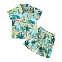 Ležerna odjeća za dječake Toddler Ljetni kratki rukav Stil za odmor List otisci vrhovi kratkih hlača Set odjeće