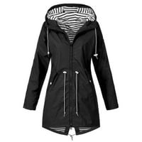 Outfmvch duksevi za ženske kišne jakne na otvorenom plus veličina vodootporni kapuljač vjetrootporni kaput ženske vrhove crne boje