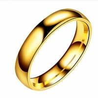 Pgeraug pokloni za žene od nehrđajućeg čelika Glatki prsten titanijum čelični par prsten veličine 5- čeličnog zvona zlata