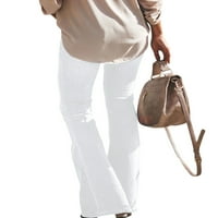 Žene se bave dno sa džepovima modne traper hlače, ležerne tanke pantalone na tankim montiranim džepovima Jeans White 2xl