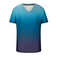 Muška majica Summer Gradijent boja Print majica Ležerne prilike Crew vrat kratkih rukava Workout Sport Teretana Tee Blue 3xl