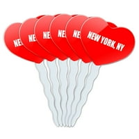 Njujork NY Heart Love Cupcake Picks Toppers - Set od 6